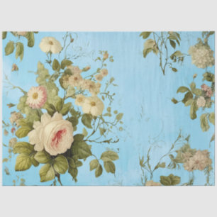 Papel De Seda Decoupage Floral Rosa Verde Antiguo