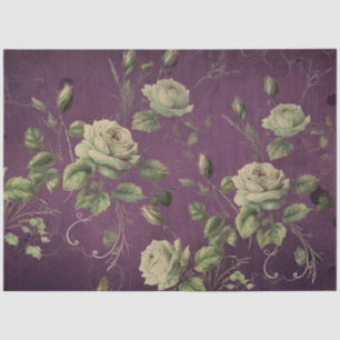 Papel De Seda Decoupage Floral Rosa Verde Antiguo
