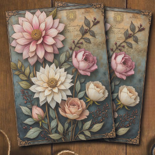 Papel De Seda Decoupage Floral Rosa y Melocotón Vintage