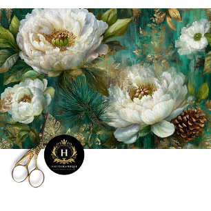Papel De Seda Decoupage Floral Sin Costuras Dorado Vintage