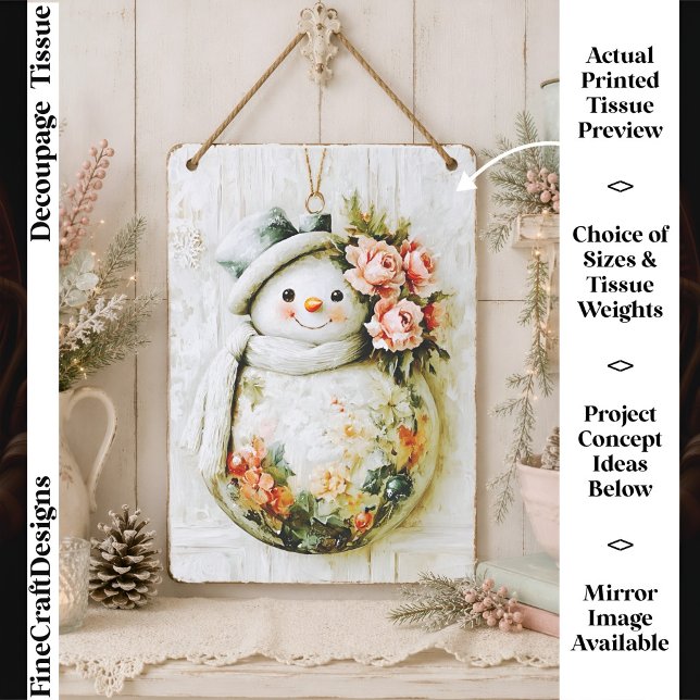 Papel De Seda Decoupage Floral Snowman Chic FT6R (Subido por el creador)