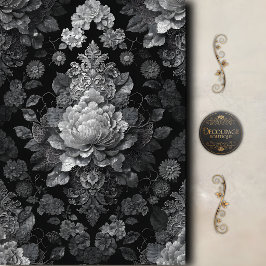 Papel De Seda Decoupage Floral Victoriano Blanco y Negro