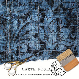 Papel De Seda Decoupage Floral Victoriano Texturizado Azul Vinta