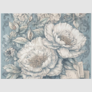 Papel De Seda Decoupage floral vintage inspirado azul bonito