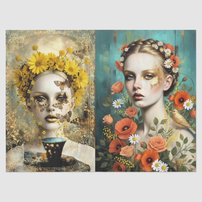 Papel De Seda Decoupage Floral Woman (Anverso)