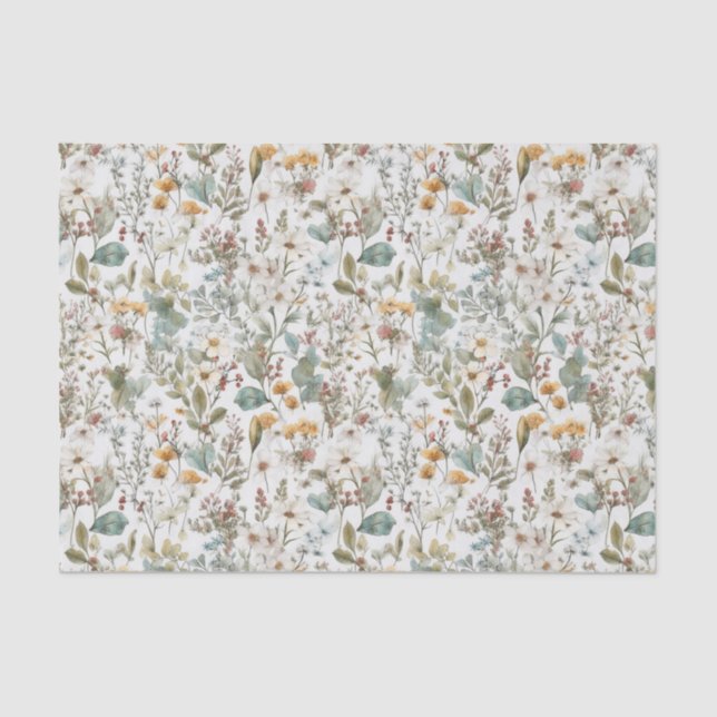 Papel De Seda Decoupage Flores Presionadas acuarela floral (Anverso)