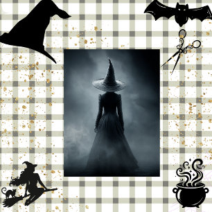 Papel De Seda Decoupage Foggy Witch Silhouette Halloween