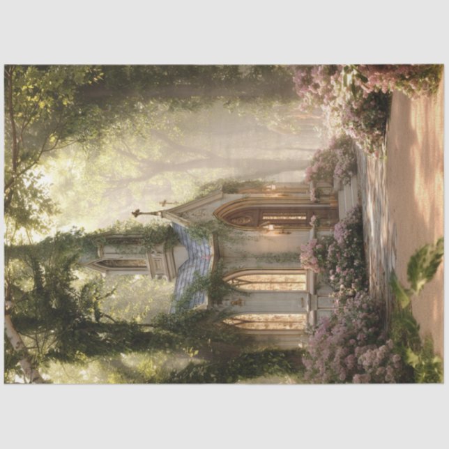 Papel De Seda Decoupage Forest Chapel Gothic Fairytale (Anverso)