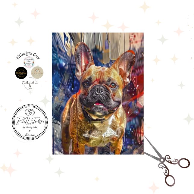 Papel De Seda Decoupage French Bulldog Abstract Furniture Art (Subido por el creador)