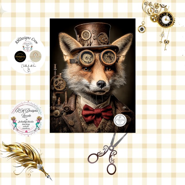 Papel De Seda Decoupage French Canadian Steampunk Fox KOBI  (Subido por el creador)