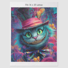 Papel De Seda Decoupage Gato de Cheshire Se Ajusta a Lienzo de 1