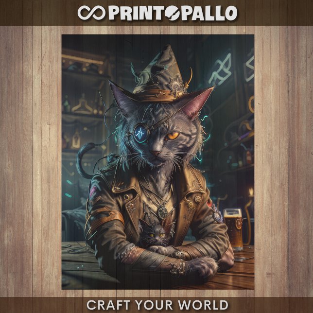 Papel De Seda Decoupage - Gato de hechicero con atuendo de vapor (Subido por el creador)