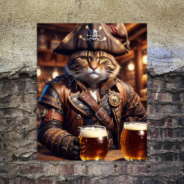 Papel De Seda Decoupage - Gato pirata steampunk bebiendo cerveza