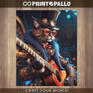 Papel De Seda Decoupage - Gato Steampunk con sombrero de punta y