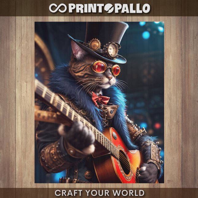 Papel De Seda Decoupage - Gato Steampunk con sombrero de punta y (Subido por el creador)
