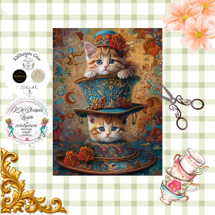 Papel De Seda Decoupage Gatos Caprichosos Festival de Otoño 