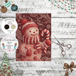 Papel De Seda Decoupage Gingerbread Snowman Candy Cane Scene