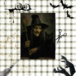 Papel De Seda Decoupage Gnarly Witch & Her Black Cat