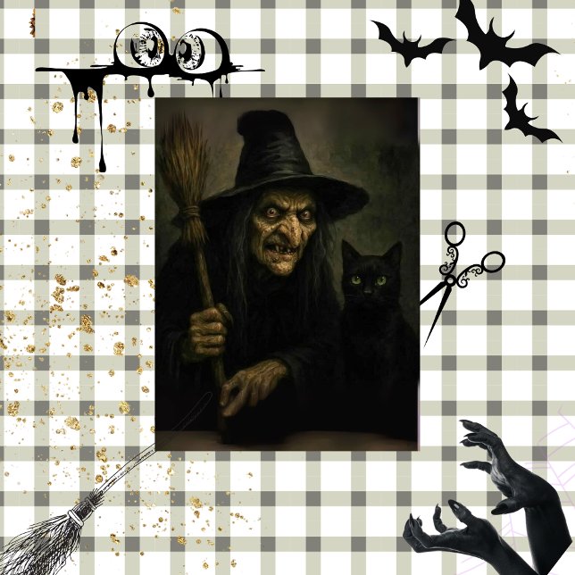 Papel De Seda Decoupage Gnarly Witch & Her Black Cat (Subido por el creador)