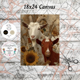 Papel De Seda Decoupage Goat Rustic Farm 18x24 Canvas 