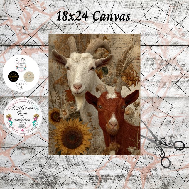 Papel De Seda Decoupage Goat Rustic Farm 18x24 Canvas  (Subido por el creador)