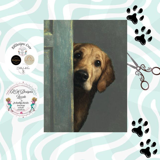 Papel De Seda Decoupage Golden Retriever Peeking Peanut Butter (Subido por el creador)