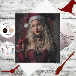 Papel De Seda Decoupage Gothic Christmas Good Witch in Red