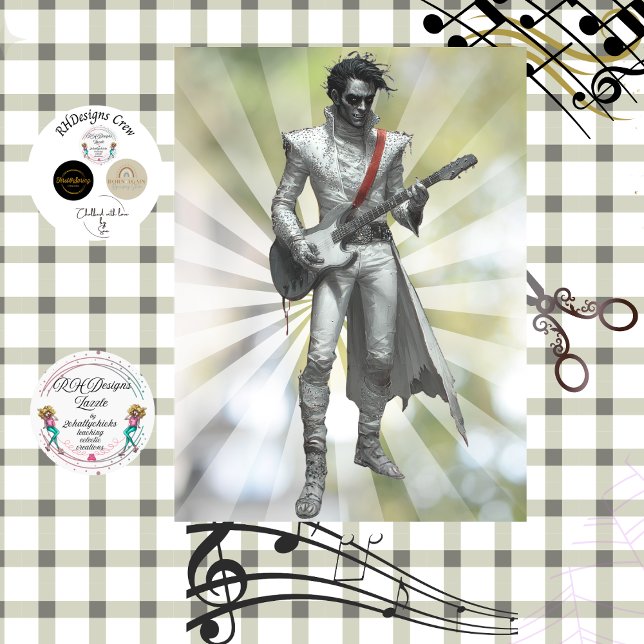 Papel De Seda Decoupage Gothic Guitarist Vampire Rockstar  (Subido por el creador)
