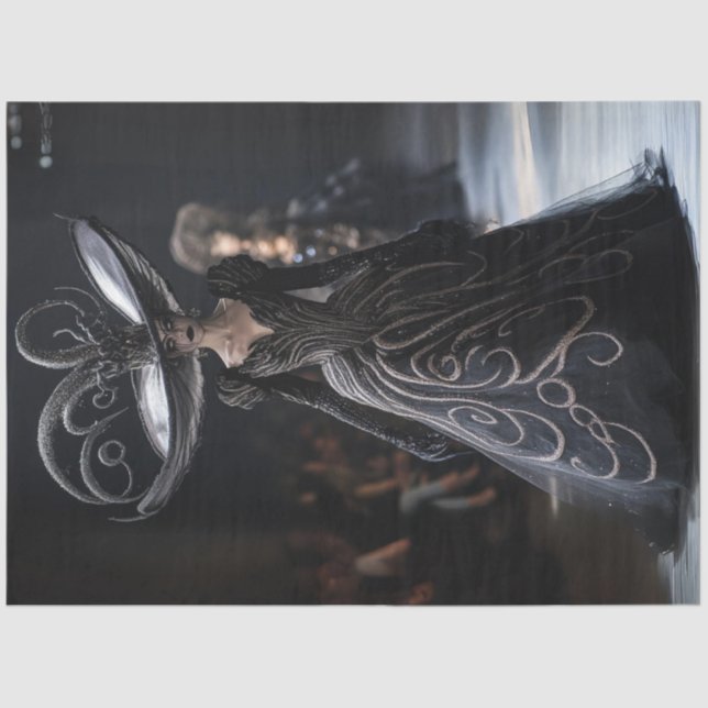 Papel De Seda Decoupage Gothic High Fashion Model Black Gown (Anverso)