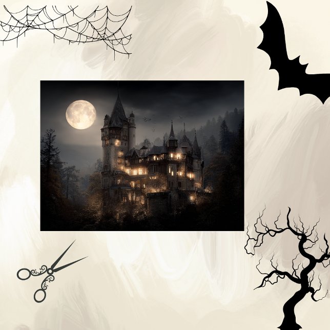 Papel De Seda Decoupage Gothic Moonlight Castle Dracula (Subido por el creador)