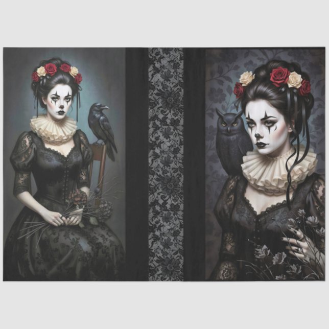 Papel De Seda Decoupage Gothic Rose Queen – Dark Romantic Art  (Anverso)