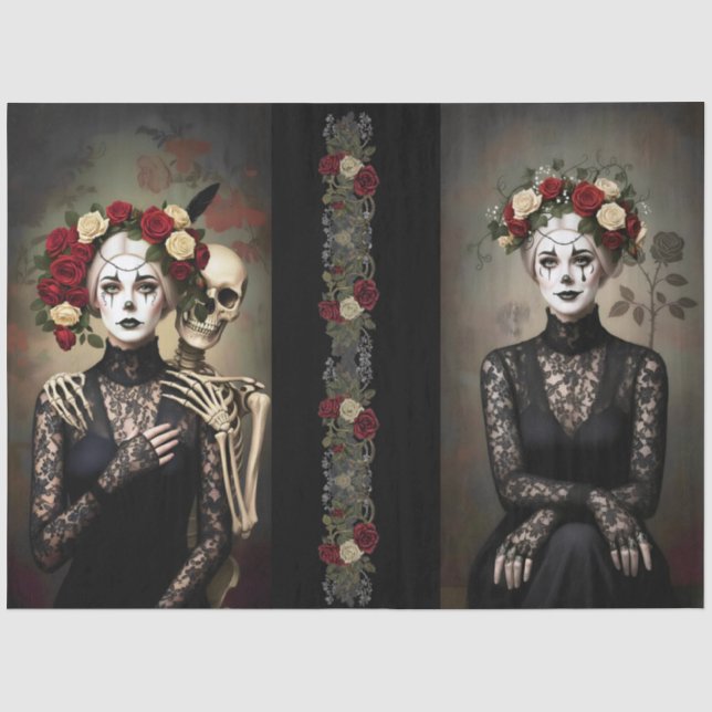 Papel De Seda Decoupage Gothic Rose Queen – Dark Romantic Art  (Anverso)