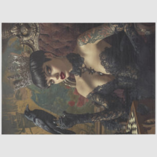 Papel De Seda Decoupage Gothic Royalty Queen in Black