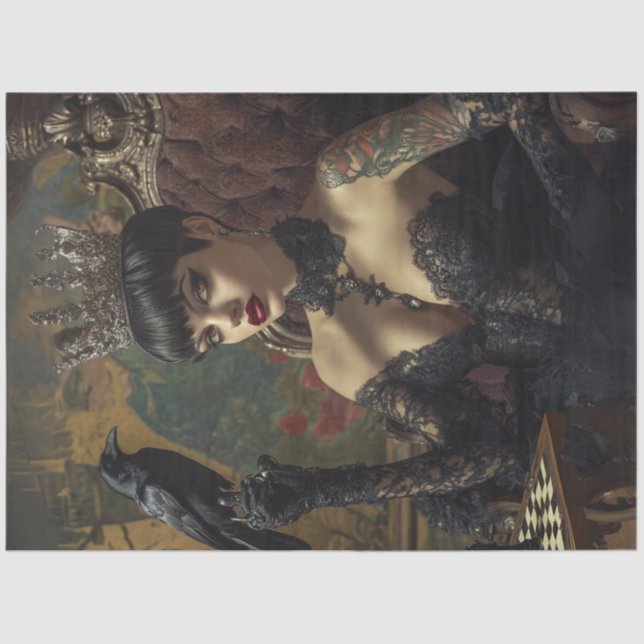 Papel De Seda Decoupage Gothic Royalty Queen in Black (Anverso)