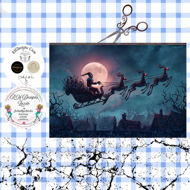 Papel De Seda Decoupage Gothic Santa Midnight Sleigh Ride (Subido por el creador)