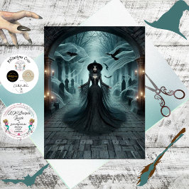 Papel De Seda Decoupage Gothic Witch Graveyard Fantasy