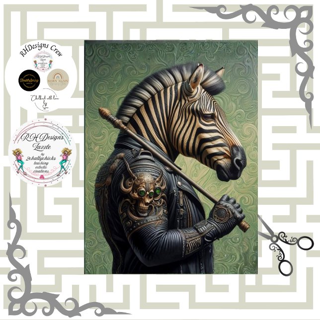 Papel De Seda Decoupage Gothic Zebra Warrior  (Subido por el creador)