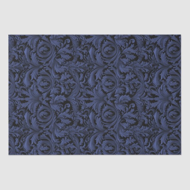 Papel De Seda Decoupage gótica de Jacquard Swirls - azul claro (Anverso)
