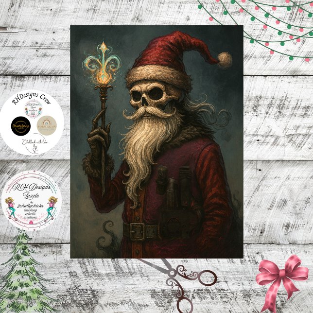 Papel De Seda Decoupage Gótico Santa Esquelético  (Subido por el creador)