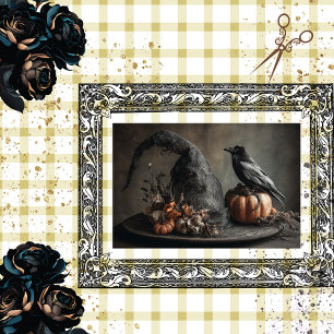 Papel De Seda Decoupage Halloween Crow en Gorra de brujas