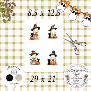 Papel De Seda Decoupage Halloween Ghosts Scrapbooking