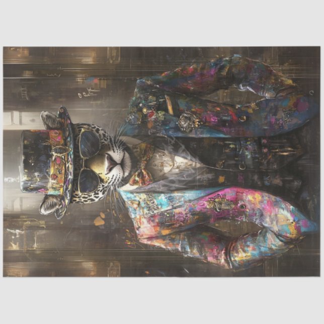 Papel De Seda Decoupage Handsome Leopard Fashion Show (Anverso)