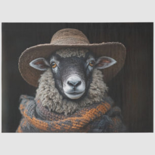Papel De Seda Decoupage Handsome Sheep Brown Gorra Scarf