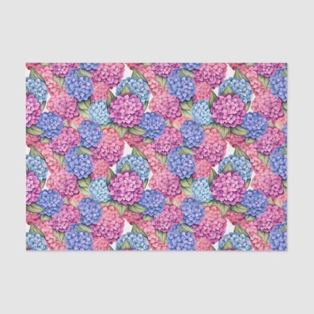 Papel De Seda Decoupage Hidrangea Azul Floral Rosa (Anverso)