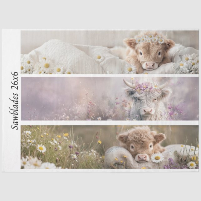 Papel De Seda Decoupage Highland Calf Florals Handsaw Designs  (Anverso)