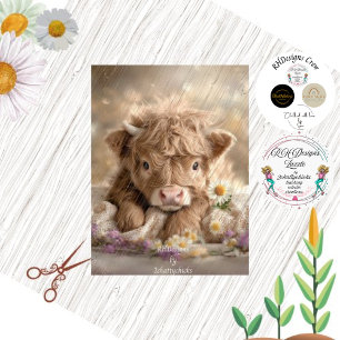 Papel De Seda Decoupage Highland Calf Spring Daisies