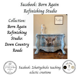 Papel De Seda Decoupage Highland Cow Blue Distressed Background 