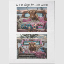 Papel De Seda Decoupage Highland Cow Valentine Truck 11x14 Canva