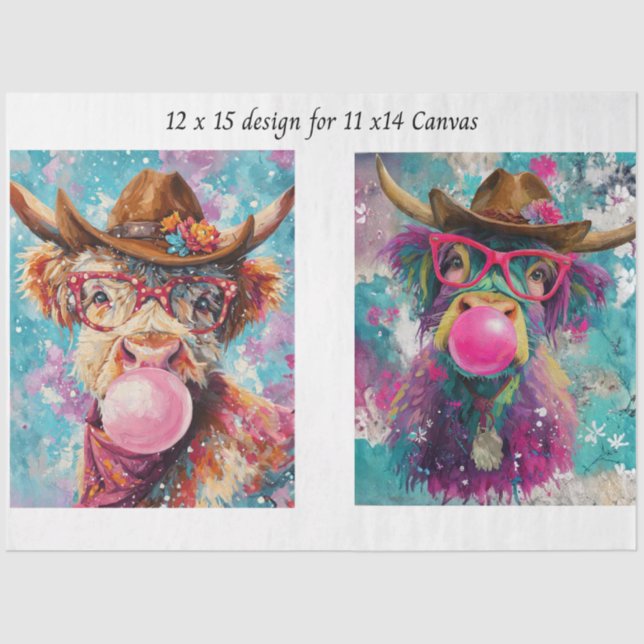 Papel De Seda Decoupage Highland Western Bubble Gum 11x14 Canvas (Anverso)