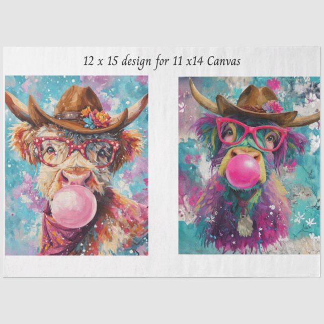 Papel De Seda Decoupage Highland Western Chicle Burbuja Lienzo 1 (Anverso)